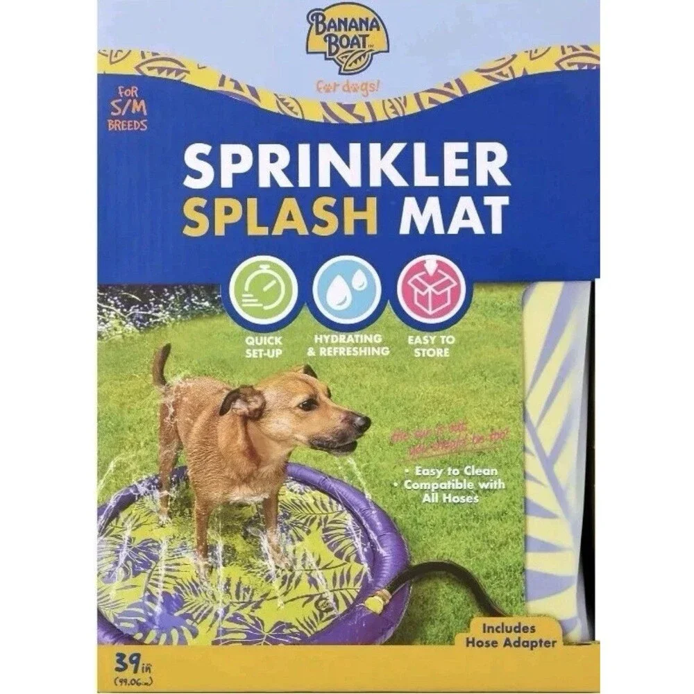2x Banana Boat Sprinkler Splash Mat For Dogs Quick Set-Up S/M Breeds 39”